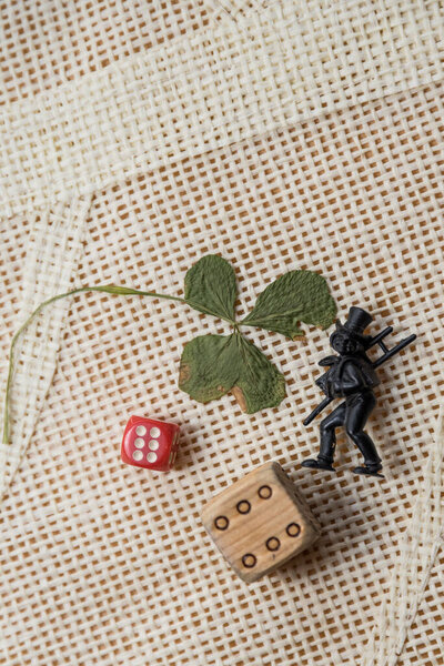 Lucky charms for New Years - lucky clover, lucky number and chimney sweep