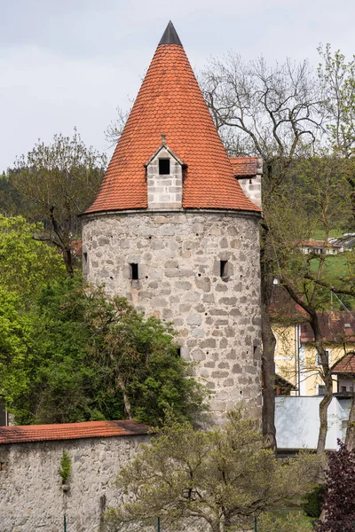 奥地利Freistadt的Dechanthofturm 受纪念碑保护的中世纪圆塔 — 图库照片