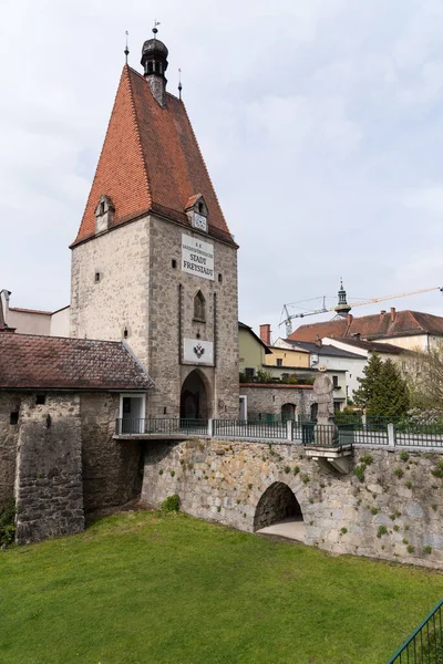 Mohutná Brána Jako Orientační Bod Freistadtu Památník Linzertor — Stock fotografie