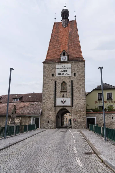 Ville Libre Avec Linzertor Historique Puissante Tour Porte Europe Centrale — Photo