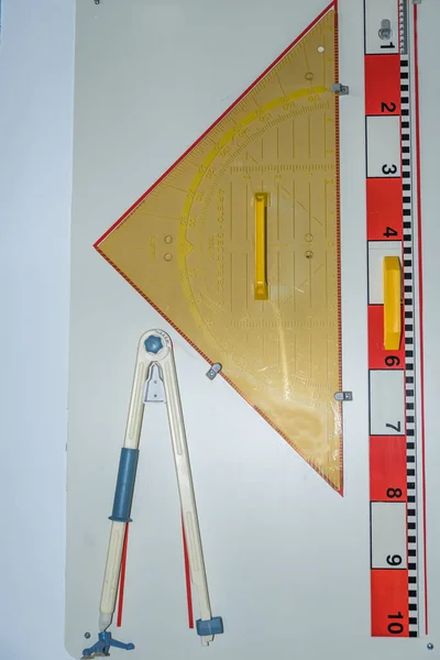 Teaching material Compasses, set square and ruler in large dimensions