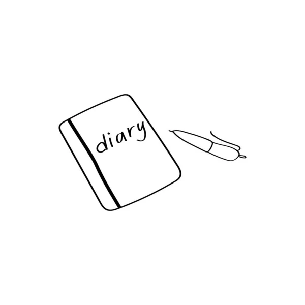 Diário pessoal. Caderno pessoal. Ilustração do vetor bonito doodle — Vetor de Stock
