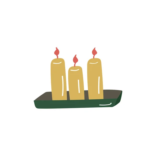 Kerzen im Halter. Leuchter-Ikone. Doodle-Vektor-Symbol — Stockvektor