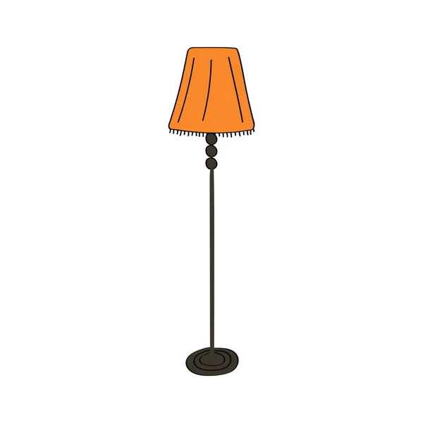 Nettes Doodle-Symbol der Stehlampe. Handgezeichnete Vektor farbige flache Illustration — Stockvektor