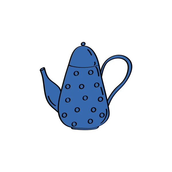 Tea pot sign. Kettle icon. Kitchenware element. Vector doodle illustration — Stock Vector