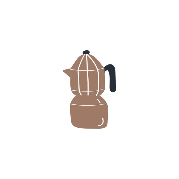 Cafetière Icône Avec Pot Italien Moka Pot Cafetière Geyser Illustration — Image vectorielle