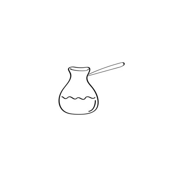 Cafetière turque. Icône Cezve. Un panneau de cafetière. Icône vectorielle doodle — Image vectorielle