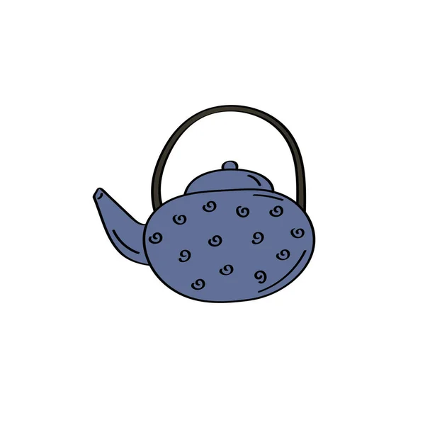 Çaydanlık tabelası. Çaydanlık ikonu. Mutfak gereçleri. Vektör karalama çizimi — Stok Vektör