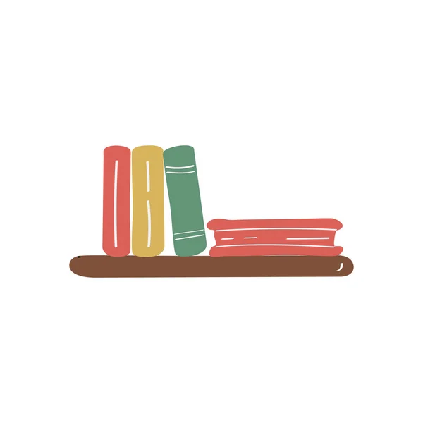 Cute single book shelf illustration. Vector colored flat graphic — Stock Vector