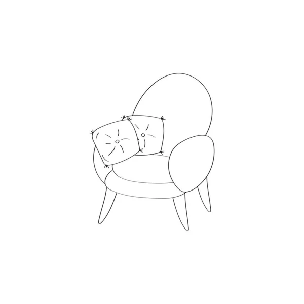 Sillón Doodle icono. Linda ilustración de silla individual. Gráfico de garabatos vectoriales — Archivo Imágenes Vectoriales