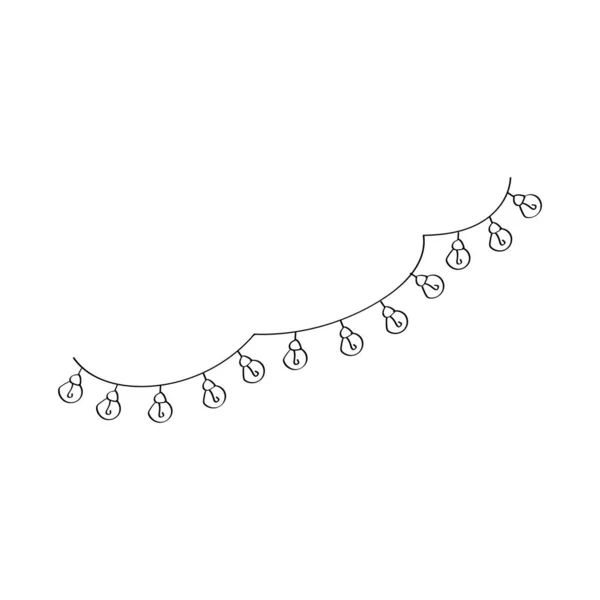 Guirlanda festiva de lâmpadas. Ilustração vetorial de doodle — Vetor de Stock