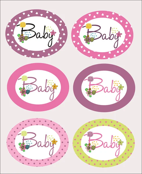 Baby girl labels — Stock Vector