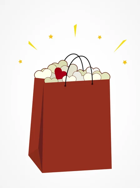 Bolsa de compras de corazones para el día de San Valentín — Archivo Imágenes Vectoriales