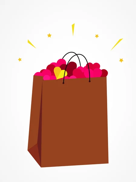 Bolsa de compras de corazones para el día de San Valentín — Archivo Imágenes Vectoriales