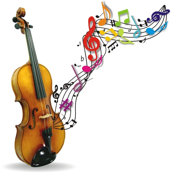 Музыкальный фон с нотами и скрипкой — стоковое фото