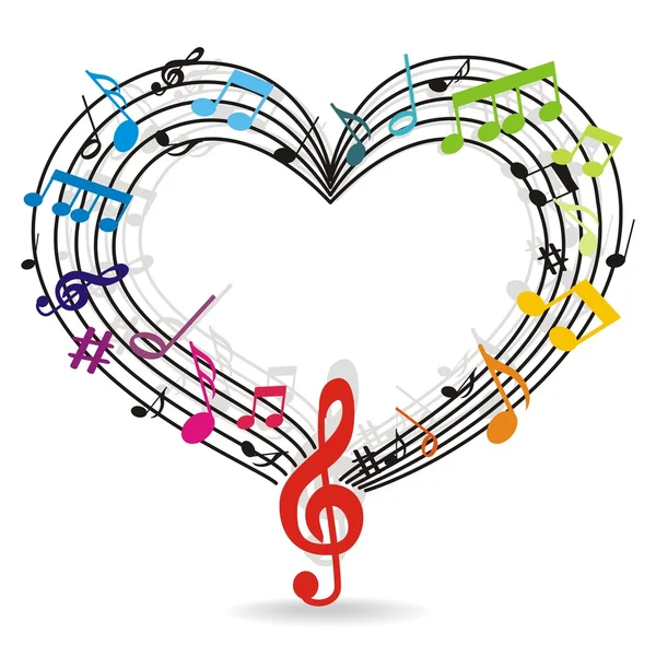 Fond musical avec des notes comme cœur — Image vectorielle