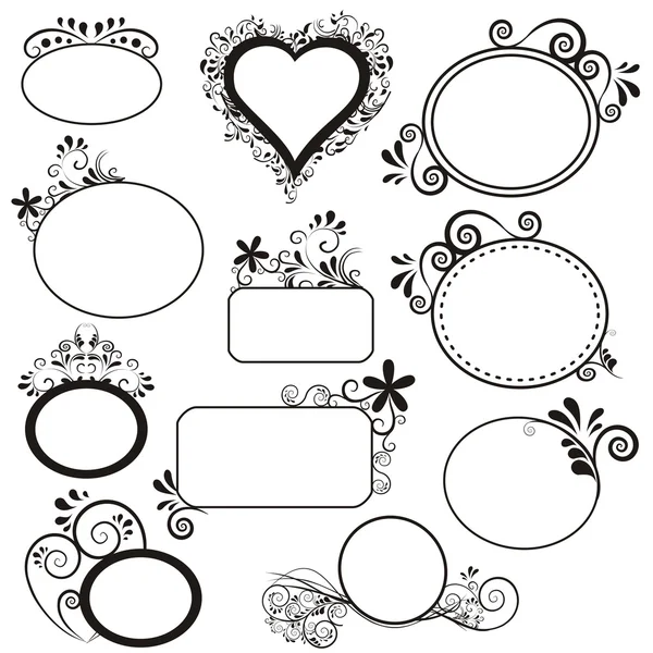 Set with lovlely background with hearts and ornaments — Stock Vector