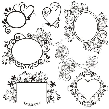 Set with lovlely background with hearts and ornaments clipart