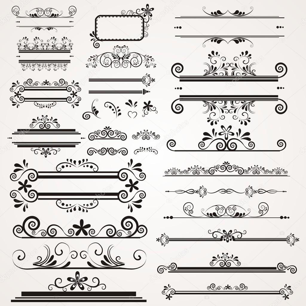 Vector set with calligraphic elements