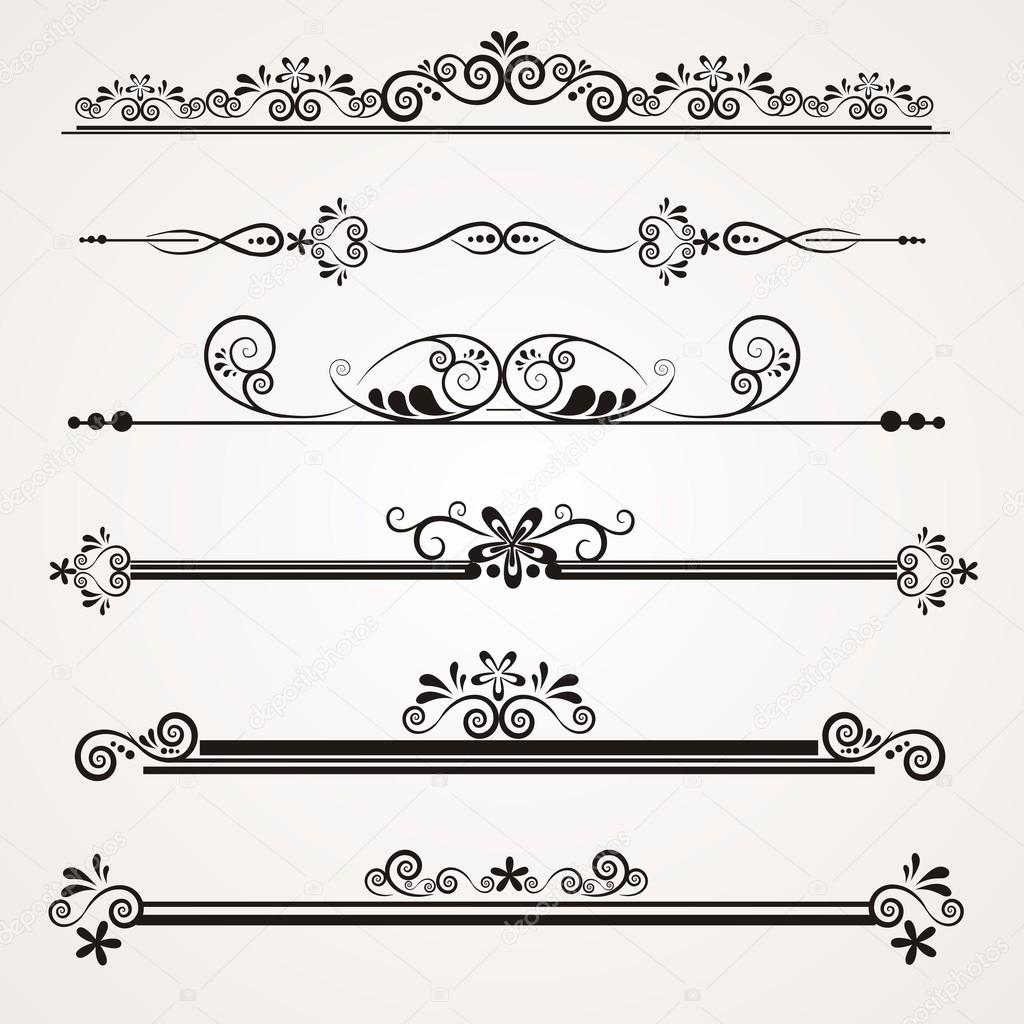 Vector set with calligraphic elements
