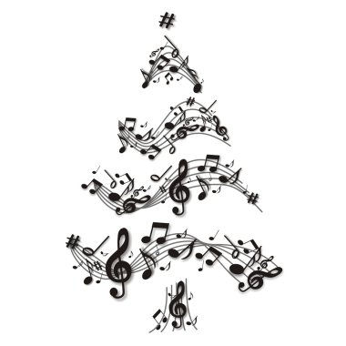 christmas tree with many notes clipart