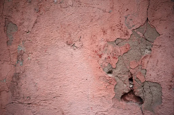 Konsistens av gamla vägg täckt med rosa stuckatur — Stockfoto