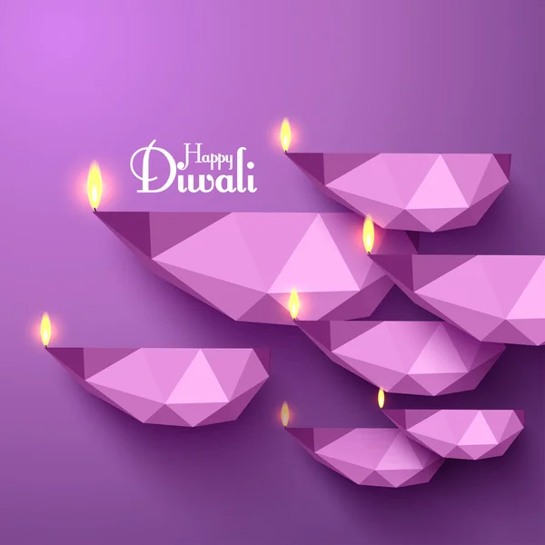 Vector Polygonal Diwali Diya (Oil Lamp). — Stock Vector