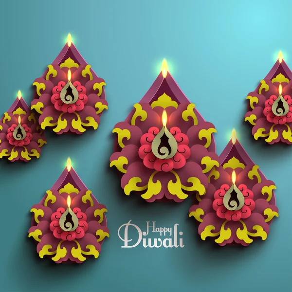 Vetor Diwali Diya (Lâmpada de óleo ). — Vetor de Stock