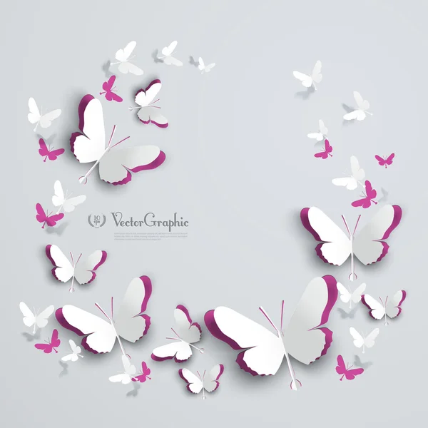 Abstract 3D Paper Butterflies Cut-out — Stock Vector