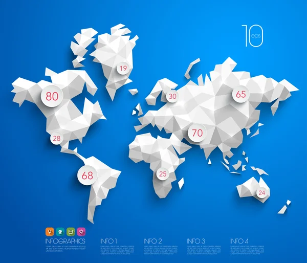 Mapa do mundo poligonal vetorial abstrato . — Vetor de Stock