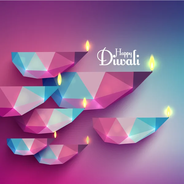 Diwali Diya vectoriel polygonal (lampe à huile) ). Vecteurs De Stock Libres De Droits