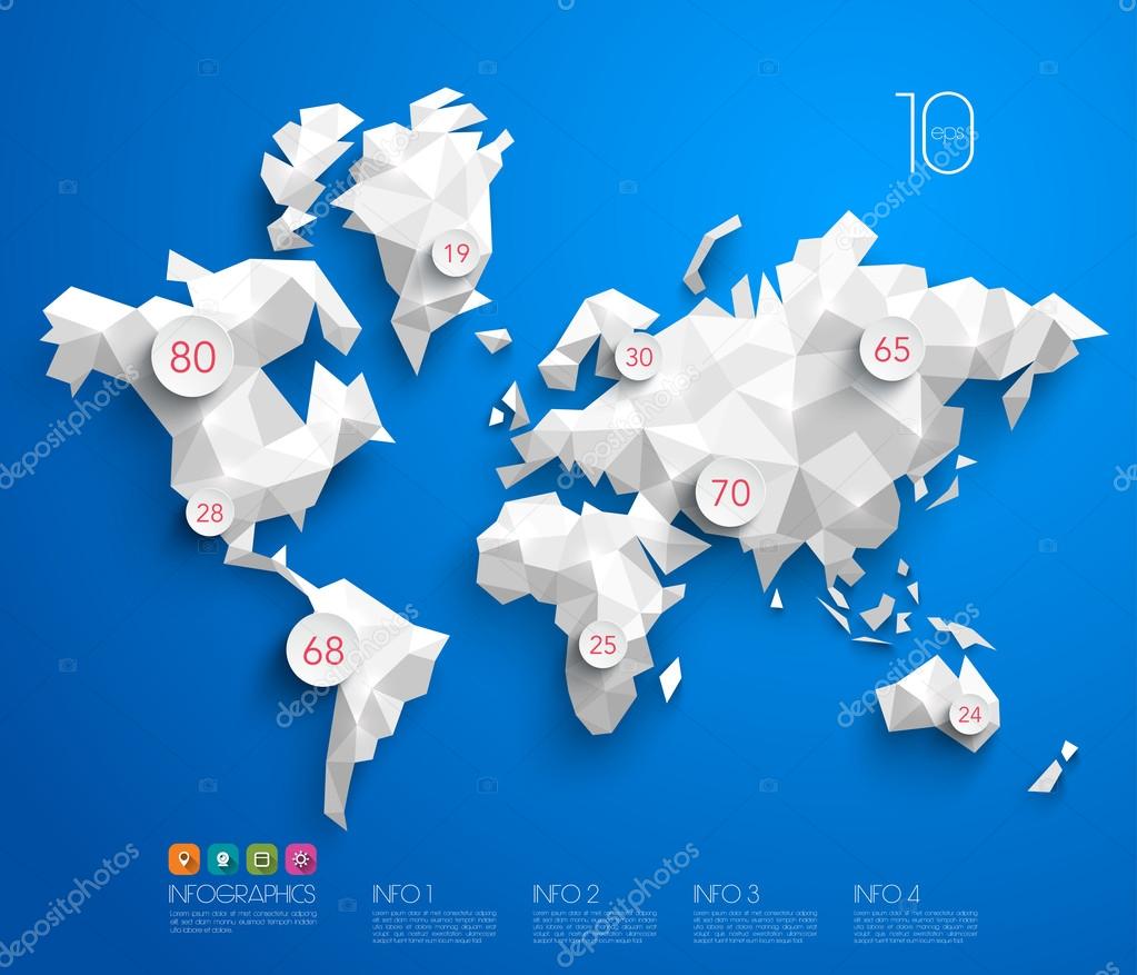 Abstract Vector Polygonal World Map.