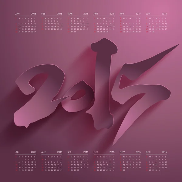 Calligraphy of 2015 calendar design — Stock Vector