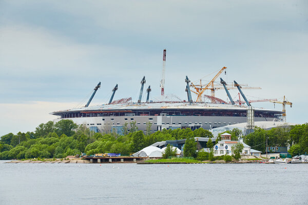 Россия, Санкт-Петербург, 19.06.2015: Строительство нового стадиона "Зенит"
