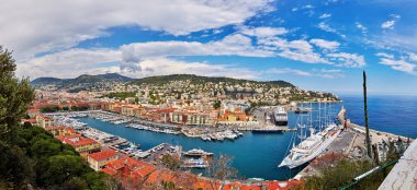 France, Nice, 2015: Port of Nice, top view, view from the castle clipart