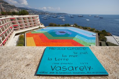 Monaco, Monte-carlo, 29.05.2008: HexaGrace - Vasarely 1979, luxury yachts in harbor of Monaco, Port Hercule, hotel Fairmont clipart