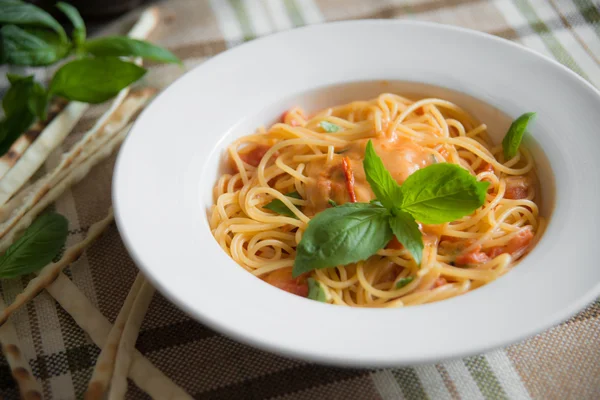 Pasta with meat sauce close up Stock Photo