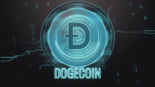 Dul bozuk para kripto para sembolü. Yüksek teknolojili fütüristik arkaplan çizimi.