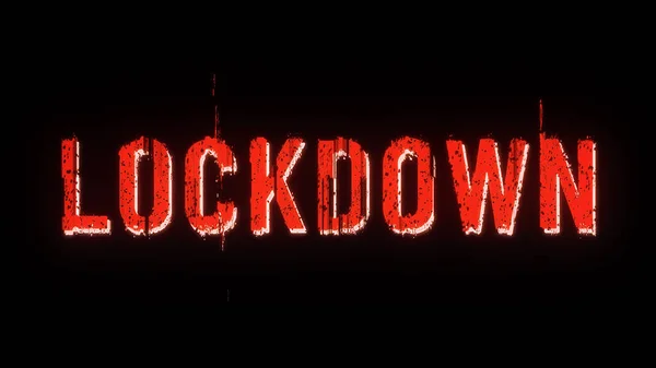 Lockdown Text Distorted Glitch Effect Isolated Black Background — Stock Photo, Image