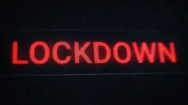 Lockdown Banner Red Pixel Text Old Dusty Screen Illustration — Stock Photo, Image