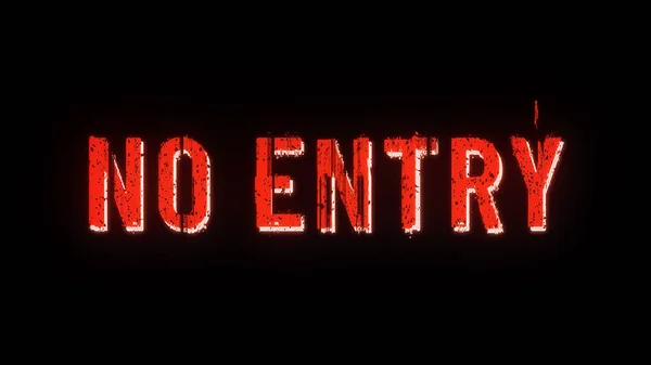 No entry warning text. Distorted glitch effect on isolated black background.