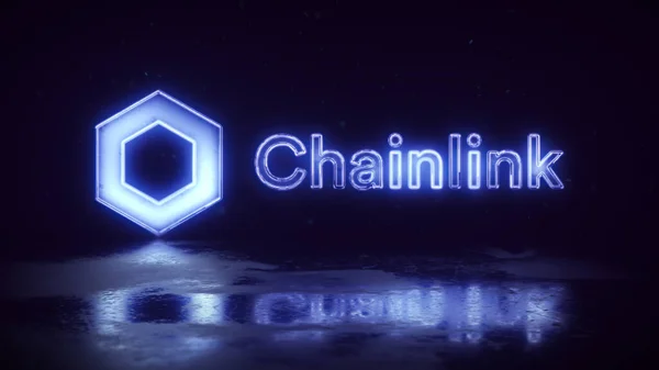 Chainlink Kryptowährung Leuchtende Leuchtreklame Illustration — Stockfoto