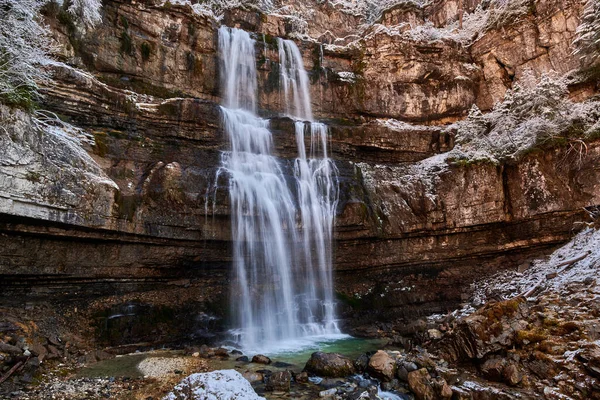 Beautiful Waterfall Vallesinella Madonna Campiglio Autumn Time National Park Adamello — Stock Photo, Image