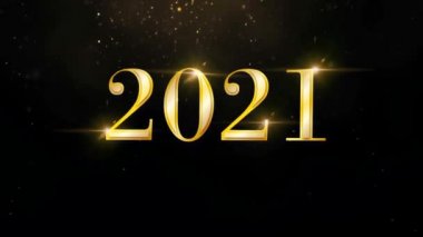 Animasyon Altın Metin 2021 Kart tasarımı için altın kurdeleli.