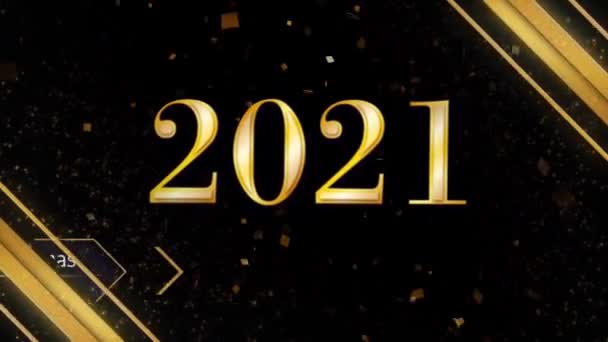 Animacja Złoty Tekst 2021 Wesołych Świąt Szczęśliwego Nowego Roku Złotą — Wideo stockowe