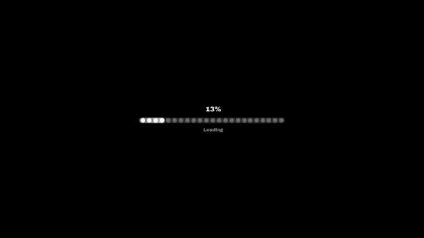 Animation White Loading Bar Black Background — Stock Video