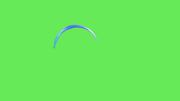 Animation Blue Arrow Point Screen Green Background — Stock Video