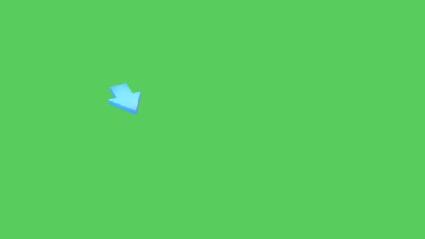 Синяя Стрелка Анимации Точка Зеленом Фоне — стоковое видео