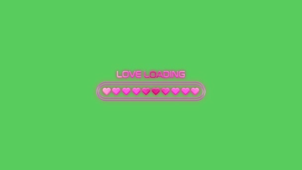 Animação Barra Carregamento Texto Love Loading Green Background — Vídeo de Stock