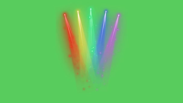 Fascio Luce Colorato Realistico Dall Alto Sfondo Verde — Video Stock